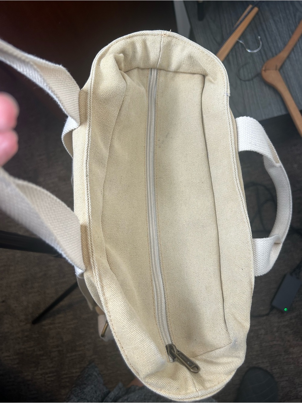 Birdling Tan Cream Laptop Backpack Tote Canvas 15” x 13” Pinstripe Interior - Picture 2 of 8